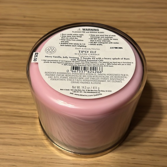 Bath & Body Works 3 Wick Candle. Tipsy Elf - Picture 3 of 3